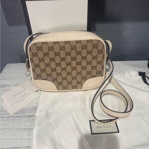 Gucci Beige and Ivory GG Crossbody Bag